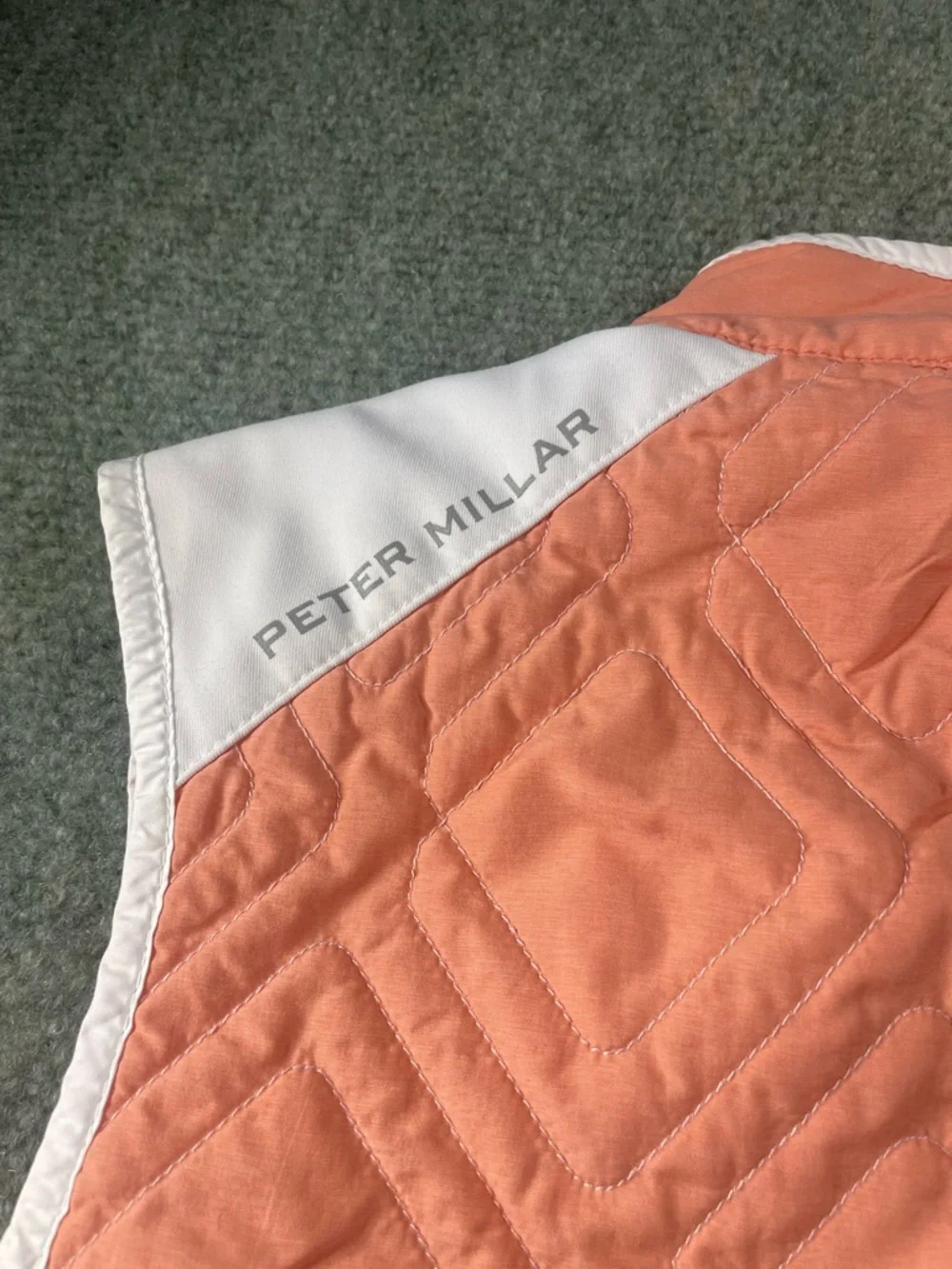 Peter Millar Peach, Navy & White Quilted Vest — Colorblock Style - Picture 10 of 13